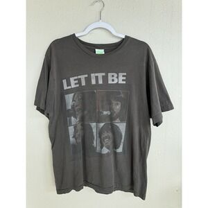 Vintage Beatles Shirt Mens Large Let It Be 2005 Gray Grey Graphic Rock Band Tee